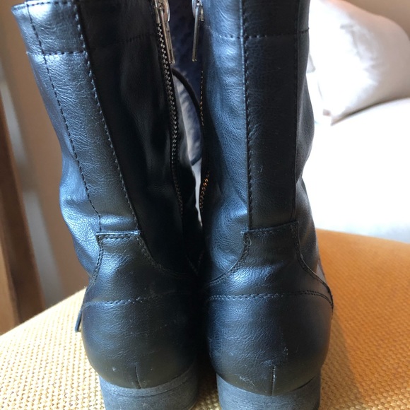 Black combat boots with studded design on front of boot. Gently worn. - Picture 3 of 4
